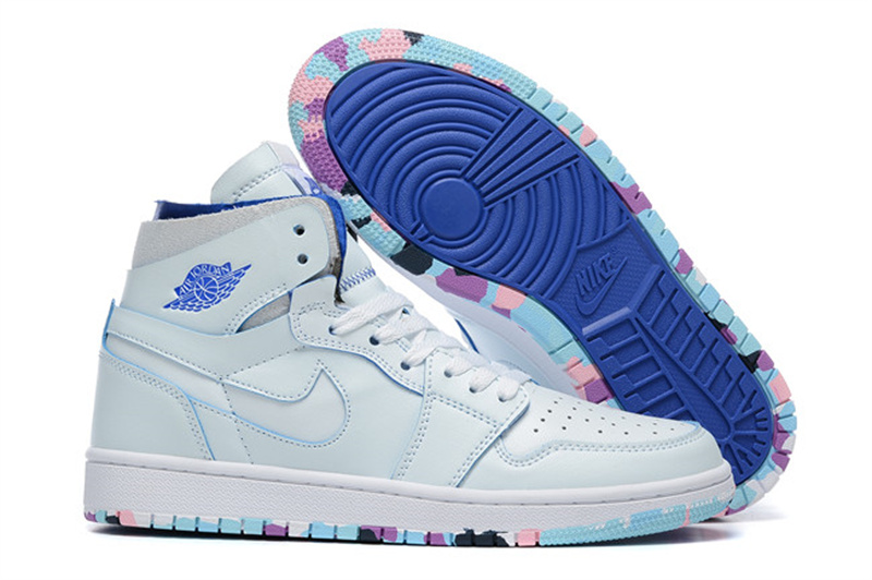 Women's Running Weapon Air Jordan 1 White/Blue Shoes 0304 Women's Running Weapon Air Jordan 1 White/Blue Shoes 0304